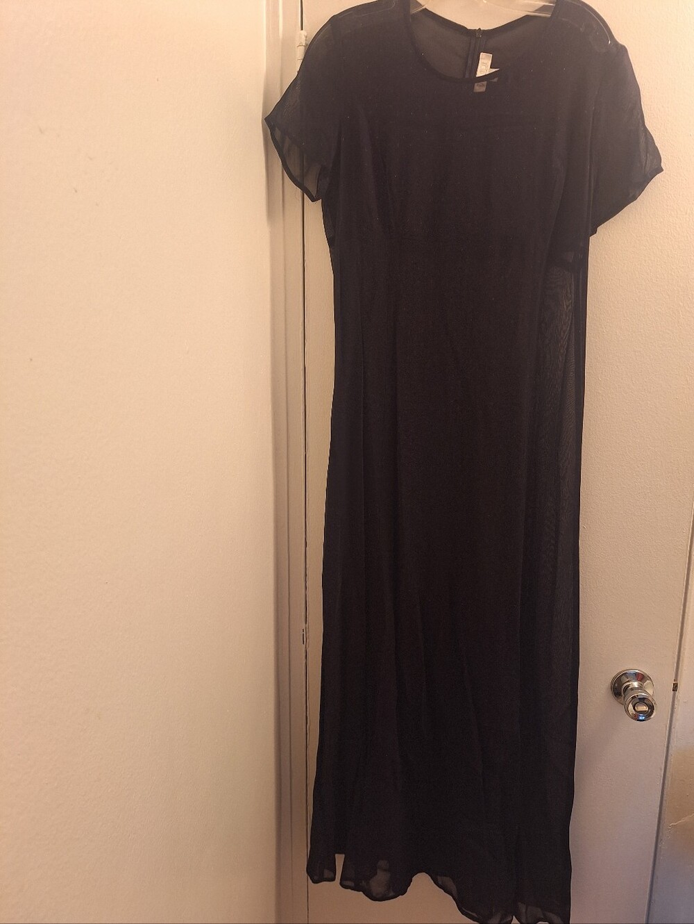 Black Sheer Short Sleeve Maxi Dress
